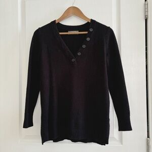 Anthropologie Sweater Serena Pullover Button Detail Black